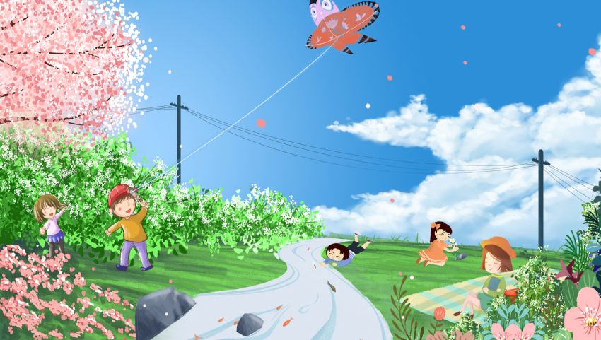 Spring Tour Kite Cartoon Background Video Template, Download And Customize  - Lovepik